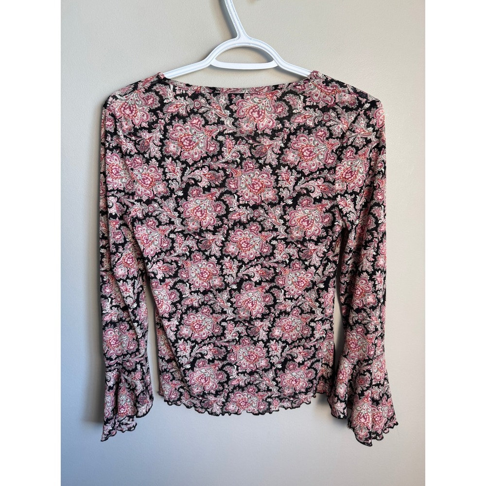 B.I.Y.A.Y.C.D.A. Paisley Bell Sleeve Top‎ Pink Multi Boho Cottagecore Y2K Hippie - Picture 5 of 11